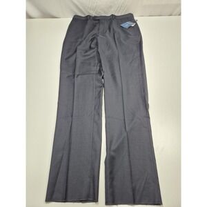 Leonardo Valenti Dress Pants Mens 38x36 Navy Gray Wool Flat Front Unhemmed NWT